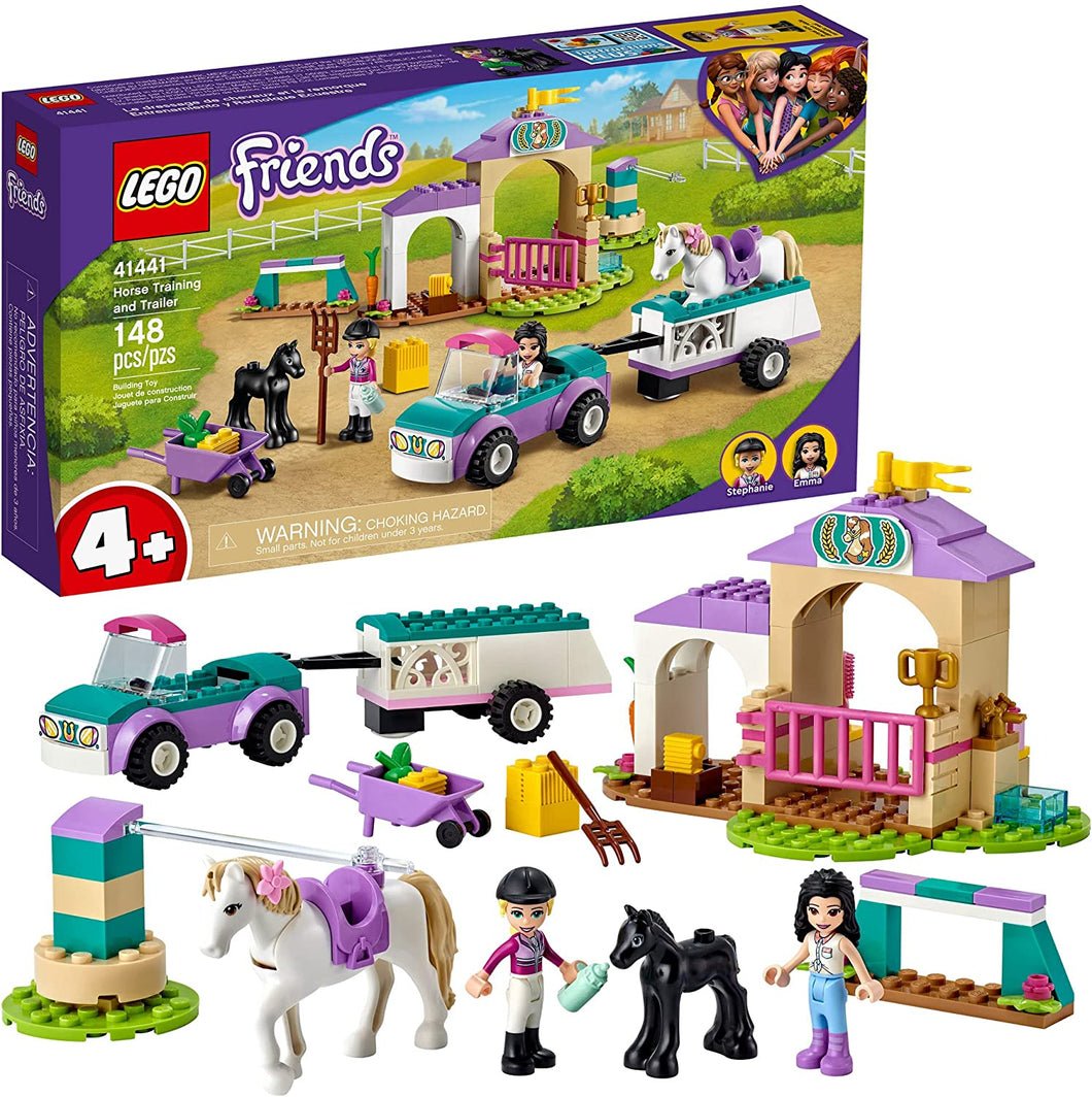 LEGO Friends Horse Training and Trailer 41441 Building Kit; with LEGO Friends Stephanie and Emma and 2 Animals; New 2021 (148 Pieces)