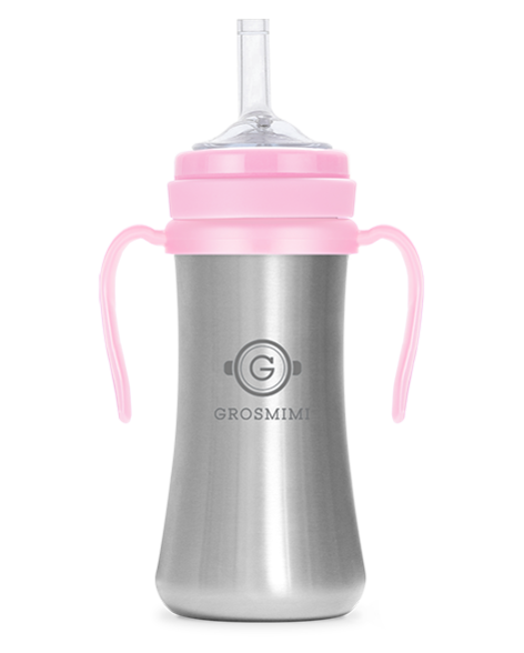 Grosmimi STAINLESS Straw CUP 200ml (Pink) - All-Star Learning Inc. - Proudly Canadian