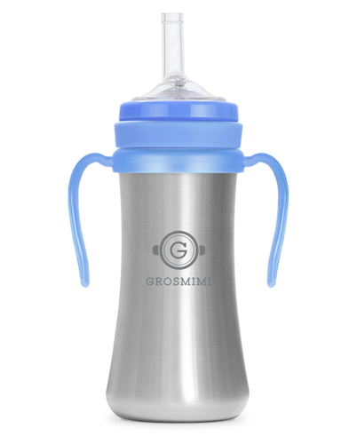 Grosmimi STAINLESS Straw CUP 200ml (Sky blue) - All-Star Learning Inc. - Proudly Canadian