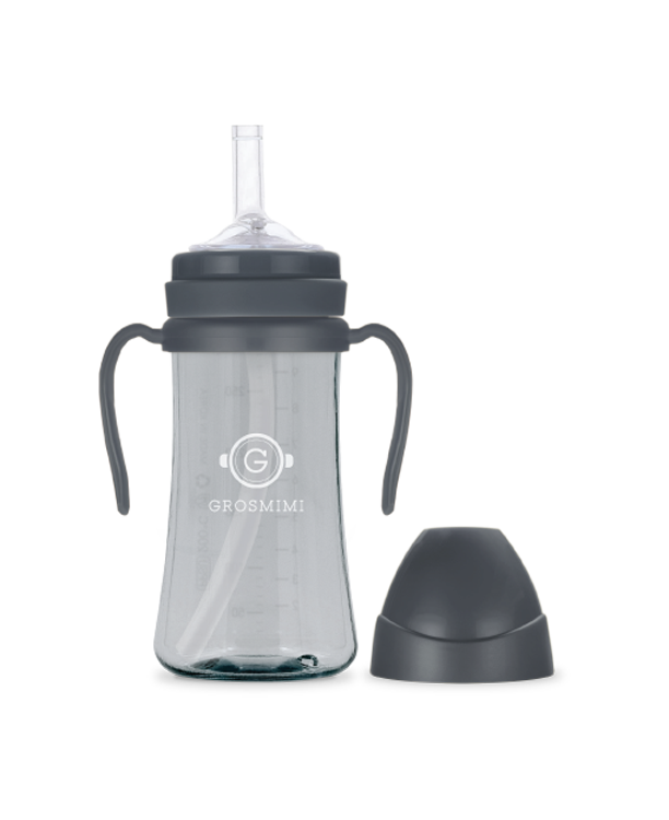 Grosmimi PPSU Feeding Bottle with Straw 300ml (Charcoal) - All-Star Learning Inc. - Proudly Canadian