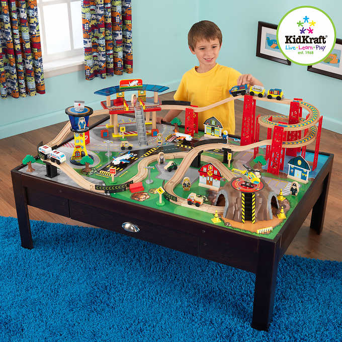 KidKraft Airport Express Train Table Set - Espresso - All-Star Learning Inc. - Proudly Canadian