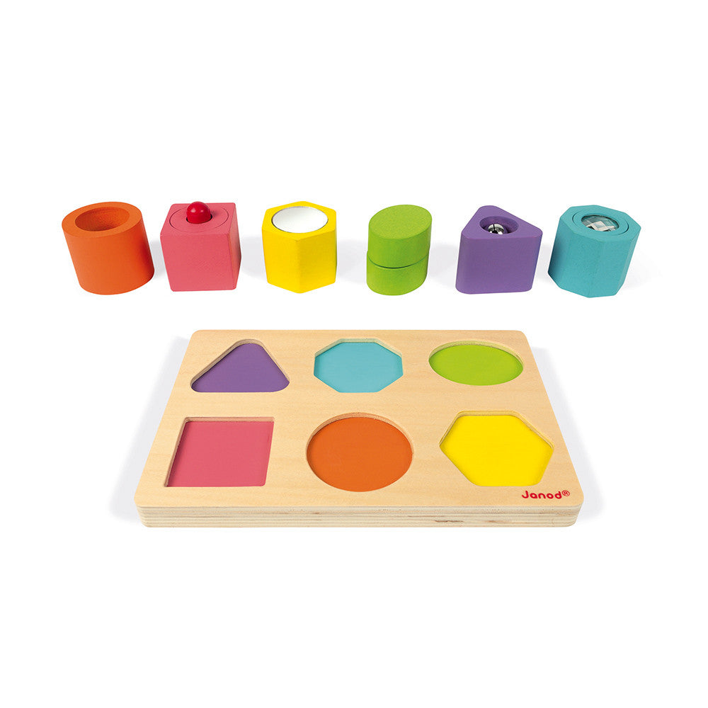 Janod I Wood Shapes & Sounds 6-Block Puzzle - All-Star Learning Inc. - Proudly Canadian
